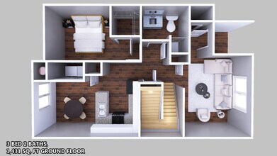 Three Bedroom Townhome 313 floor plan
